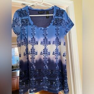 Access XL blue patterned blouse
